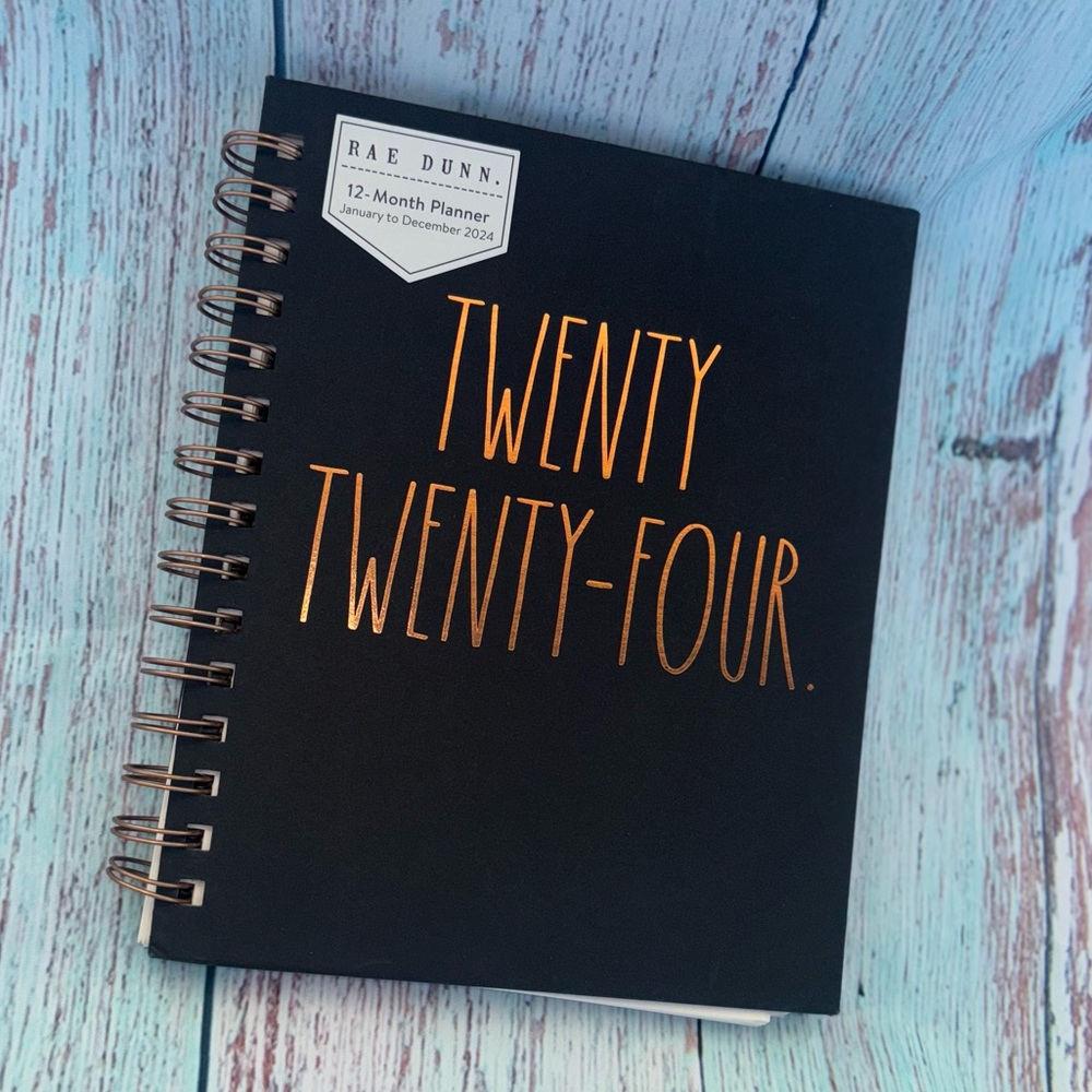 Rae Dunn TWENTY TWENTY-FOUR 12 Month 2024 Monthly Planner (Black)